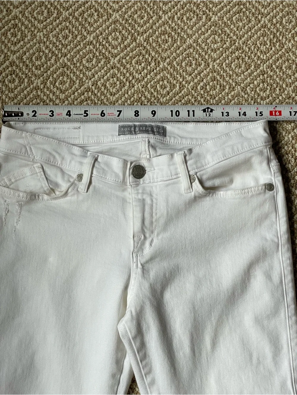 Rock & Republic Berlin White Denim Jeans Size 10M